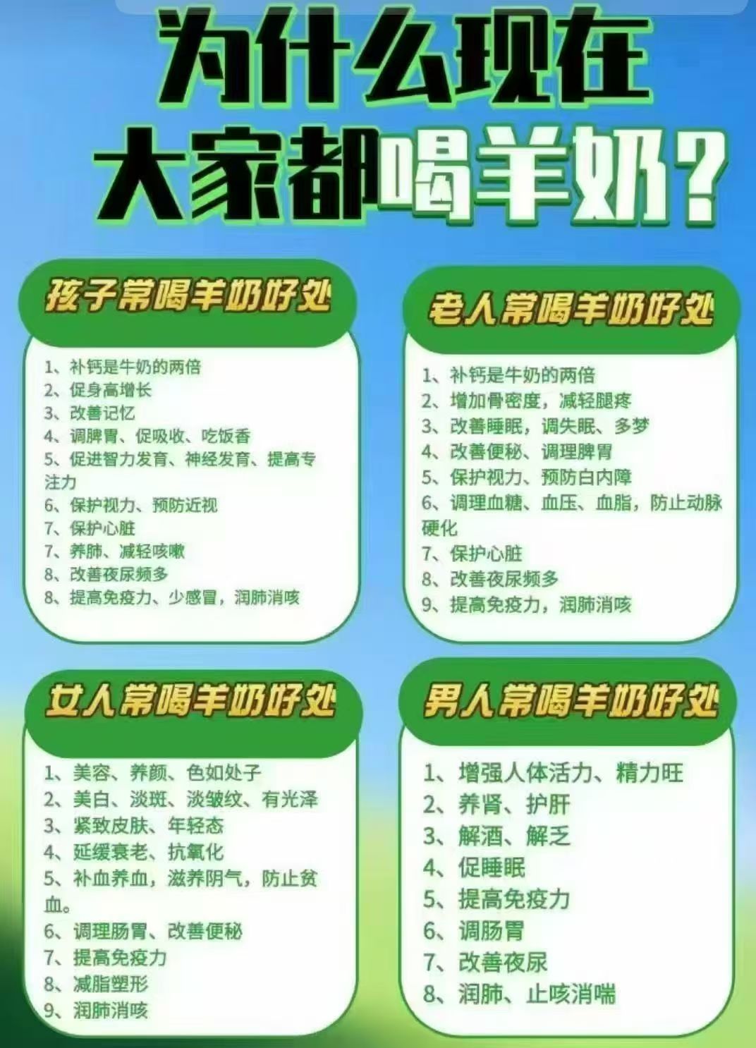 为什么要喝小羊奶？ 因为，它可以帮你省下👇 买钙片的钱，买富硒的钱 买益生菌的钱，买益生元的钱 买维 配图