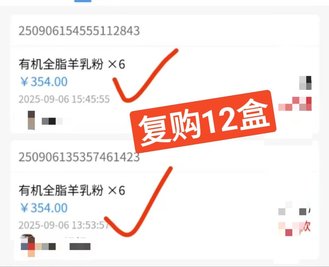 没有复购率的产品就是耍流氓 复购率是一个产品的魂，羊奶复购真的不错 配图