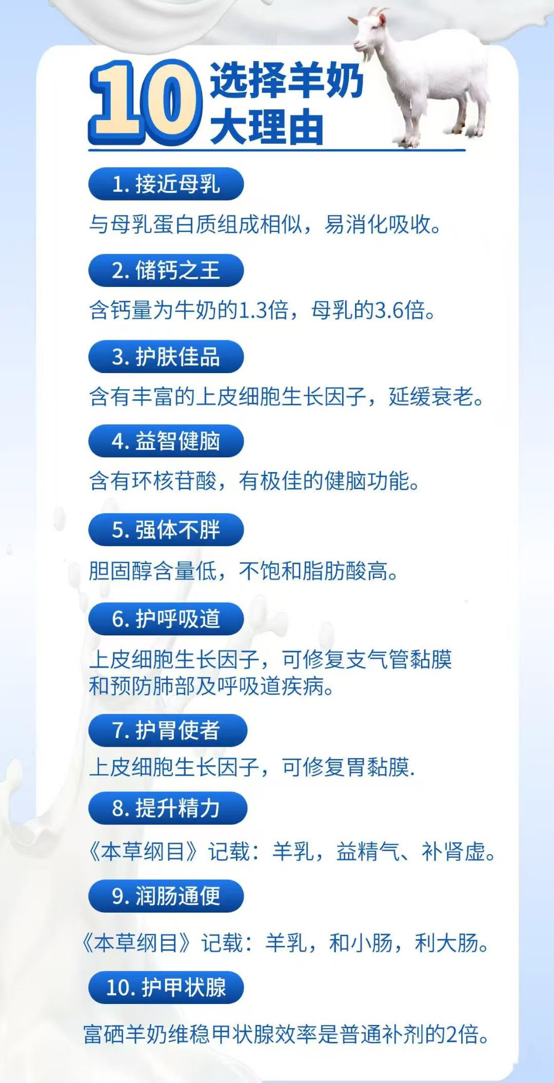 为什么喝羊奶？ 给你喝羊奶的10个理由。 配图
