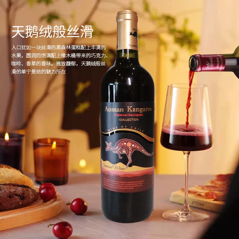 影樽珍藏袋鼠干红葡萄酒原产智利14度红酒高档过节红酒ZZ121