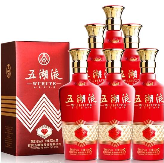 【整箱】宜宾五粮液股份公司出品 五粮液（WULIANGYE）五湖液 一钻 52度 浓香型高度白酒 500ml*6瓶