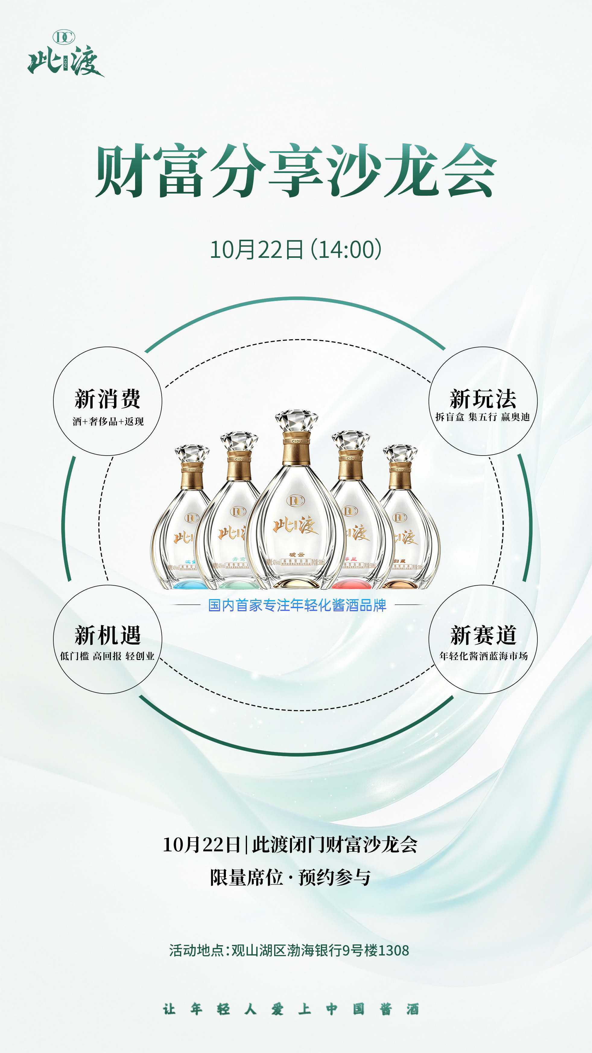 此渡，专注年轻化定位酱酒品牌[玫瑰] 颠覆传统酱酒行业的商业模式，重新定义年轻酱酒，好看、好喝、好玩 配图