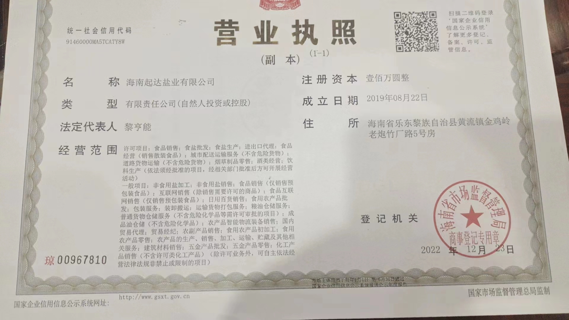 海南起达盐业有限公司
