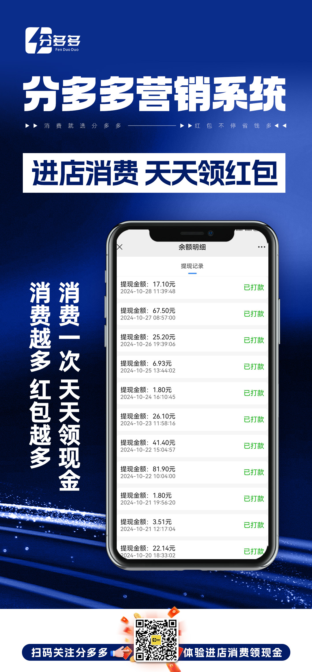 ☛分多多☚ 让创业者、消费者、商家三方受益， 选择分多多， 让您赚钱无忧，实现精彩人生！ 消费就选分 配图