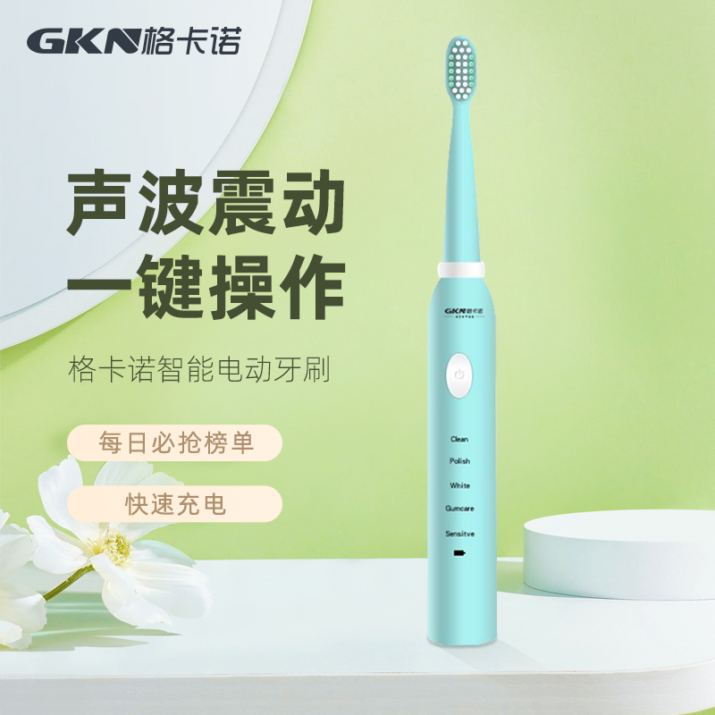 格卡诺家用声波电动牙刷7级防水软毛充电成人男女情侣学生护龈GKN-DDYS-1 