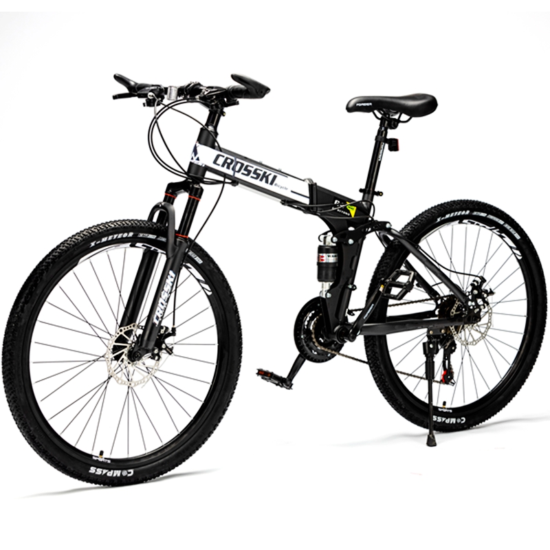 越崎牌折叠山地车自行车26寸减震变速21速顶配单车户外骑行自行车