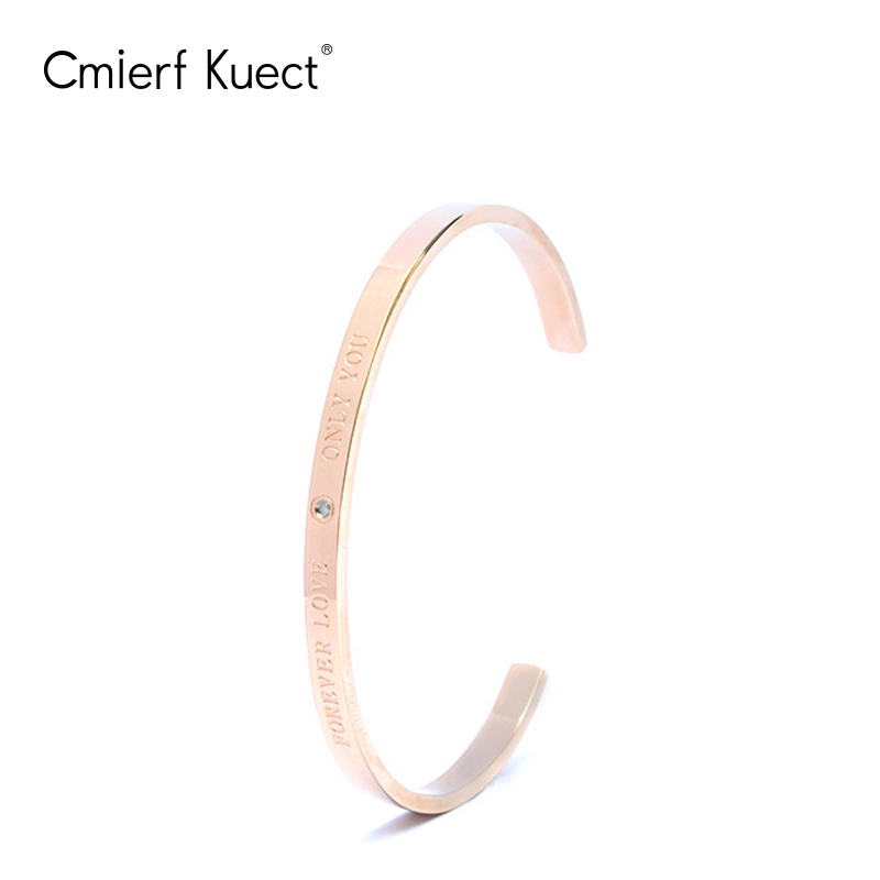 Cmierf Kuect爱恋钻石手镯钛钢镶钻开口手环时尚高级感手镯CK-SS1001