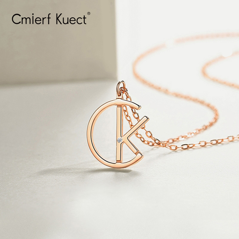 Cmierf Kuect经典时尚CK钻石锁骨链钛钢项链潮流小众颈链情人节礼物CK-SS1008