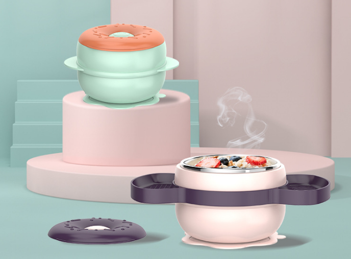 婴侍卫注水保温碗吸盘儿童防摔防烫恒温辅食碗婴儿专用W08