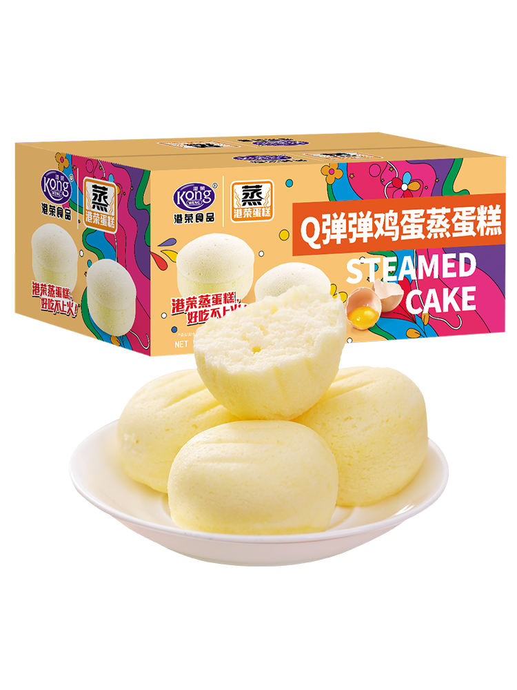 港荣鸡蛋蒸蛋糕早餐食品手撕小蛋糕休闲零食小吃独立包装整箱批发