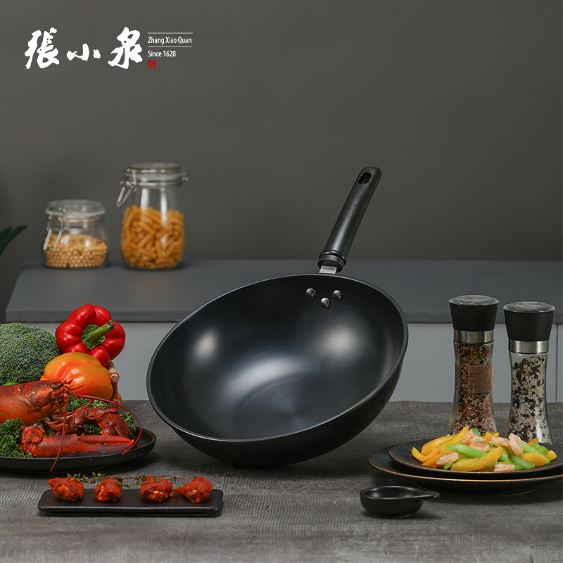张小泉东坡家黑金铁锅加厚精铁无涂层炒锅电磁炉燃气通用C30620100