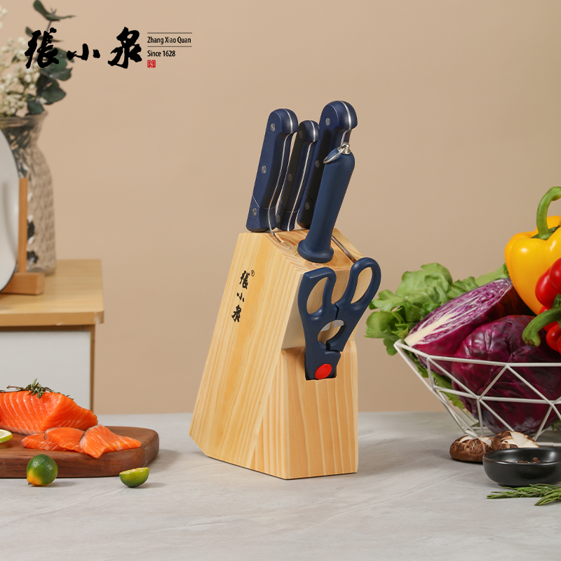 张小泉锋木系列套装刀具六件套厨房锋利切菜刀刀座组合装D40610100