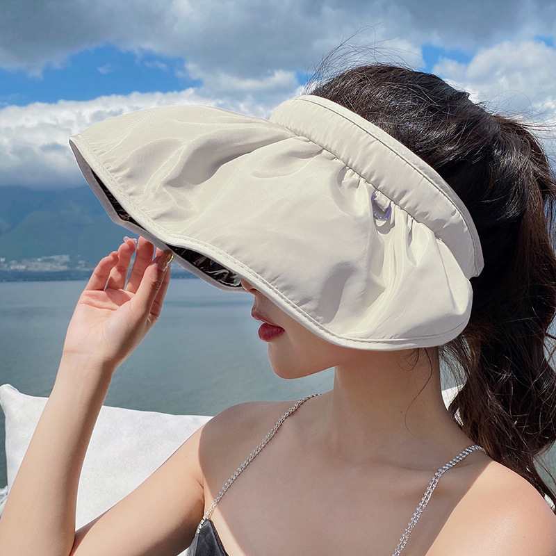 梓延严选防紫外线贝壳空顶遮阳帽子女夏季防紫外线可折叠发箍贝壳帽