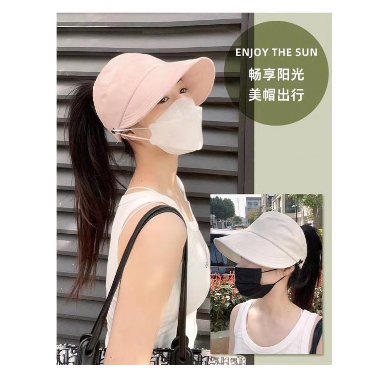 赵露思同款夏款鸭舌空顶渔夫帽韩版可扎高马尾防晒防紫外线可折叠