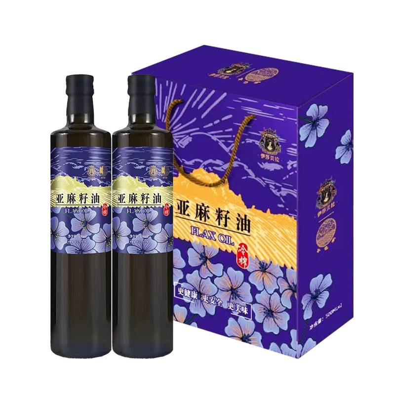 伊莎贝拉 百紫千红冷榨一级亚麻籽油500ml*2瓶