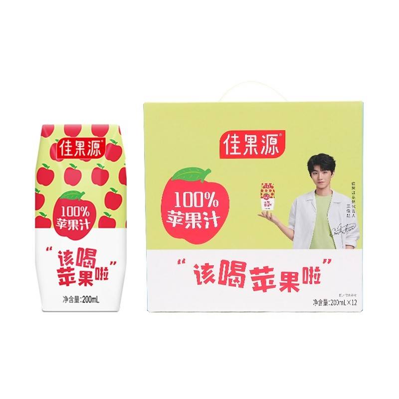 佳果源100%苹果汁200ml*12礼盒装