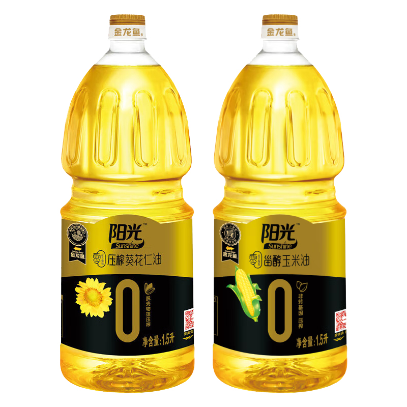 金龙鱼零反脂肪甾醇玉米油1.5L+金龙鱼零反葵花仁油1.5L