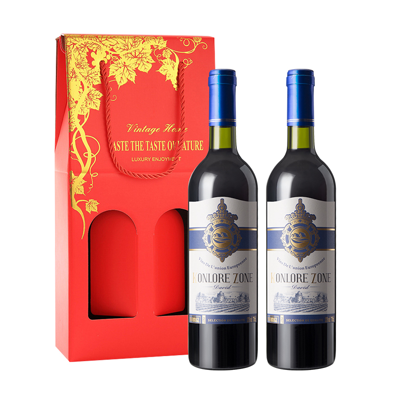 康乐庄园戴维干红葡萄酒750ml*2瓶 配送双支装礼盒