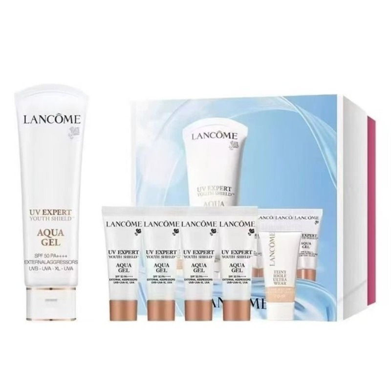 Lancome/兰蔻小白管轻透水漾空气感防晒乳霜套装50ml+10ml×4+5ml (GN)