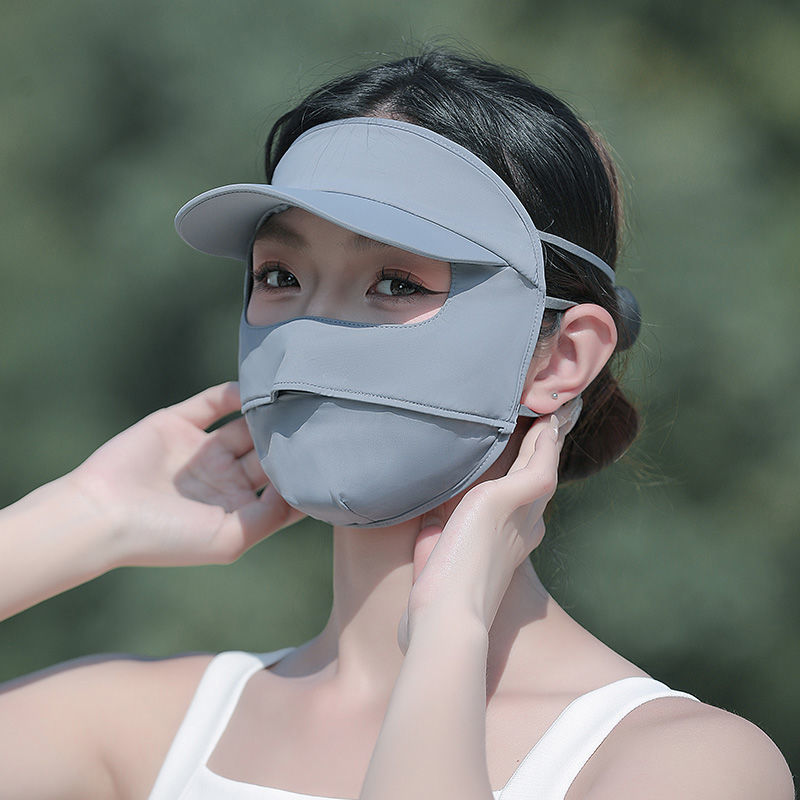 梓延严选 一体遮全脸额头防晒面罩口罩女夏季开车冰丝蒙脸基尼防护