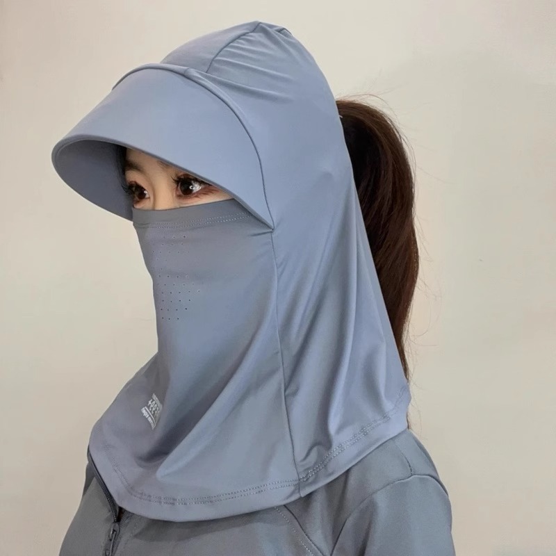 梓延严选 帽檐防晒面罩夏季女全脸防紫线户外骑行冰凉感冰丝脸基尼遮阳口罩