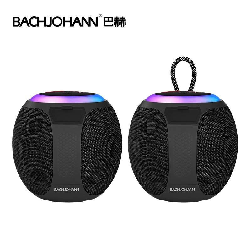 巴赫约翰 Q9蓝牙音箱无线小钢炮圆球音响 黑色
