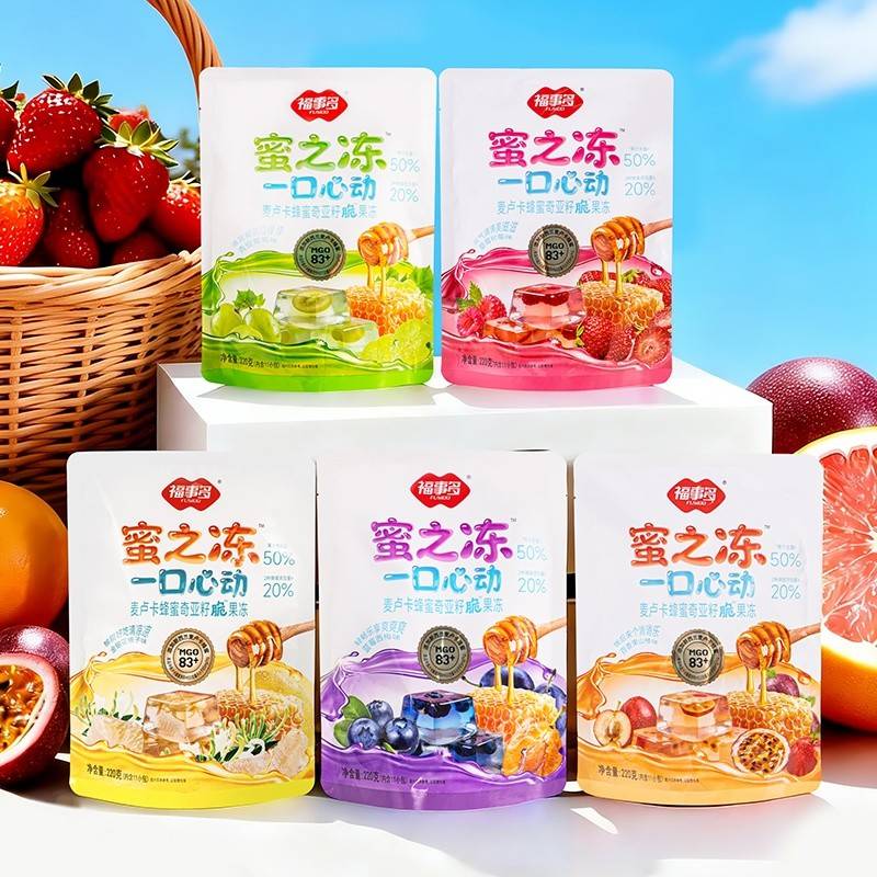 福事多220g麦卢卡蜂蜜奇亚籽脆果冻 5口味可选（金银花柚子味&百香果山楂味&青提葡萄味&蓝莓西梅味&草莓树莓味）