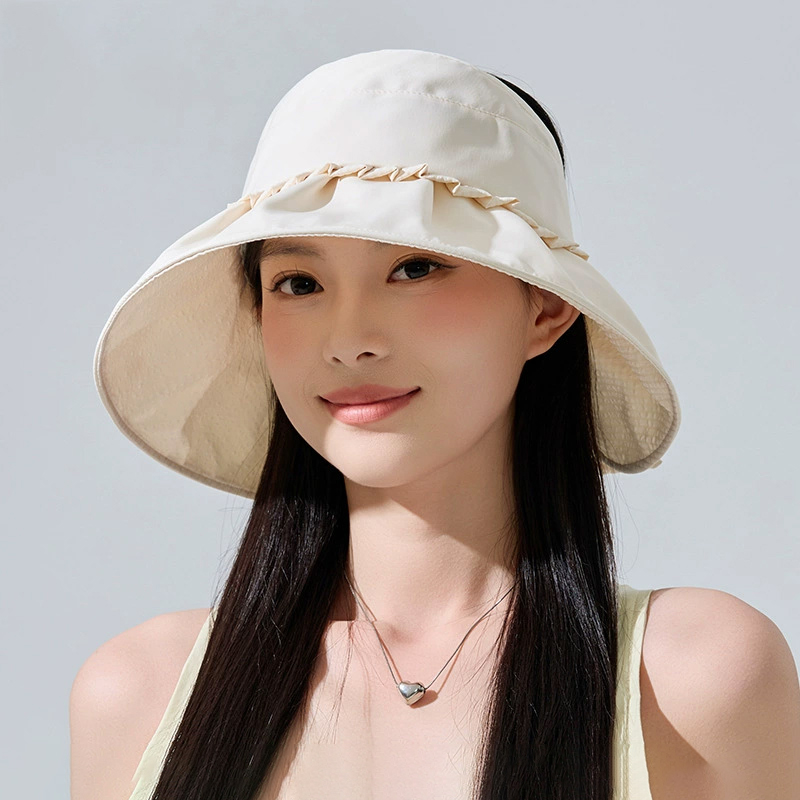梓延严选 防晒帽子女生春夏新款减龄花边空顶帽韩国东大门网红大沿遮阳帽潮