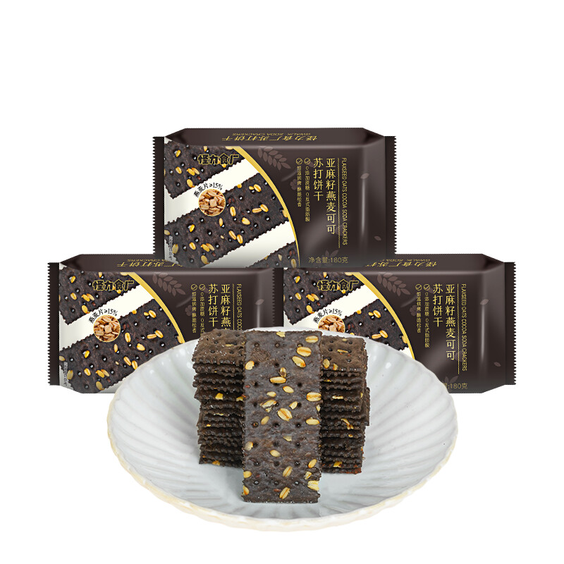 怪力食厂亚麻籽燕麦可可苏打饼干180g