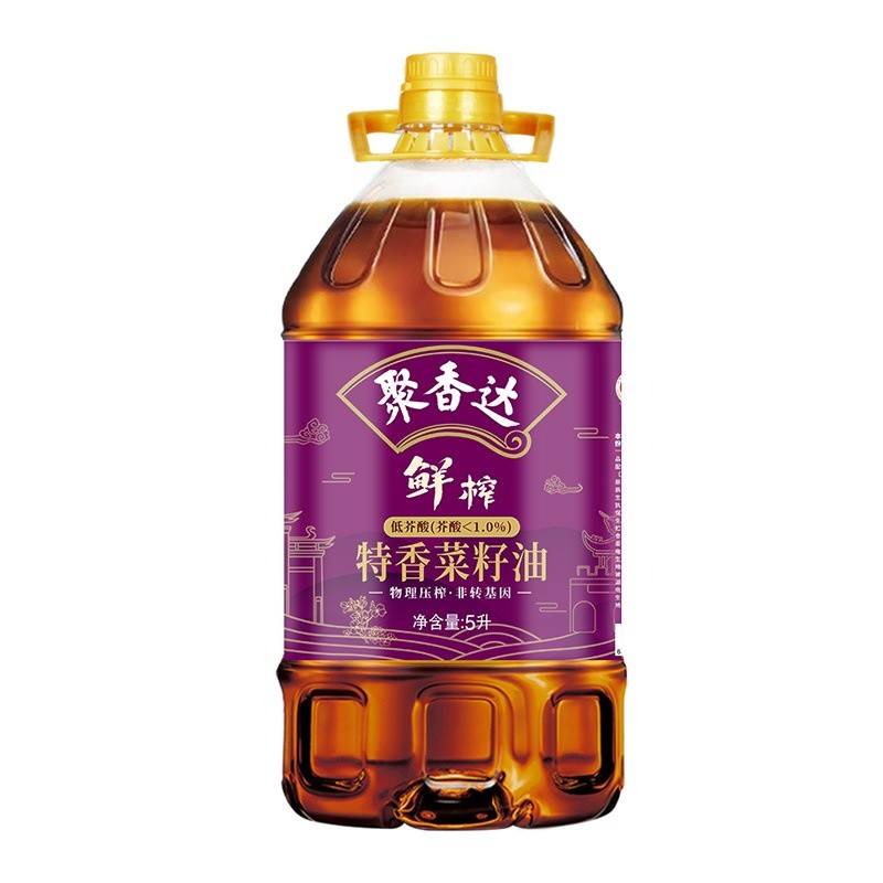 【抖音热销300W+】聚香达低芥酸特香菜籽油非转基因油菜籽物理压榨5L