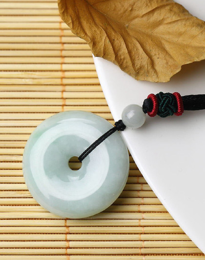 天然A货翡翠吊坠翡翠平安扣吊坠附证书配绳链