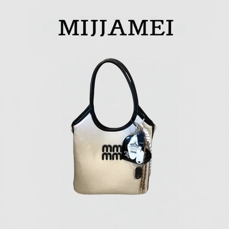Mijiamei米茄美高级小众拼色腋下托特包MJM070