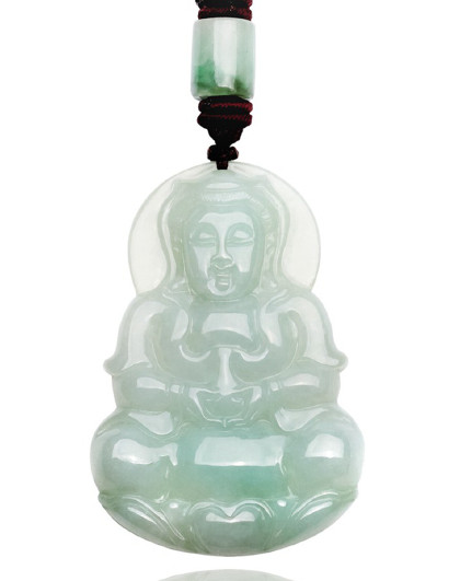 天然A货翡翠吊坠大尺寸观音吊坠玉坠玉挂件 附证书/配绳链