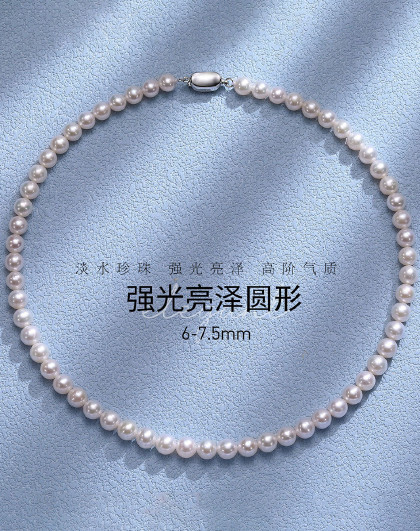 强光泽淡水珍珠S925银气质百搭简约时尚项链锁骨链送妈妈礼物
