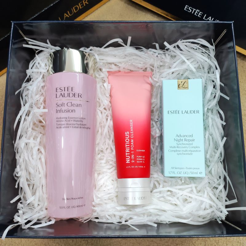 Estee Lauder/雅诗兰黛 水精华套装（粉水400ml+红石榴洁面125ml+小棕瓶50ml） (GN)