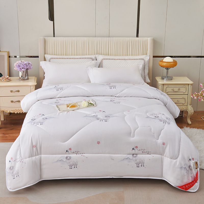 北极鹿思眠羊毛被L-25023冬被加厚保暖双人家用床品羊毛纤维混纺被子被芯