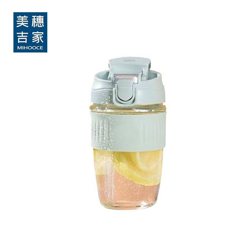 美穗吉家 玻璃双饮随手杯420ml水蓝色 MIH-2510020