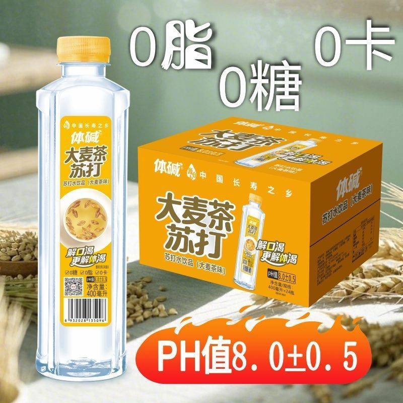 栗子园苏打水大麦茶蜜桃哈密瓜味苏打水ML400m*24果味饮料正宗