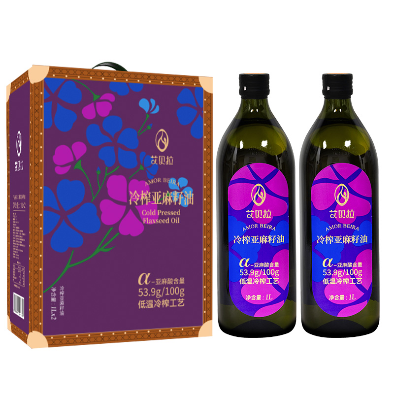 艾贝拉冷榨亚麻籽油礼盒1L*2