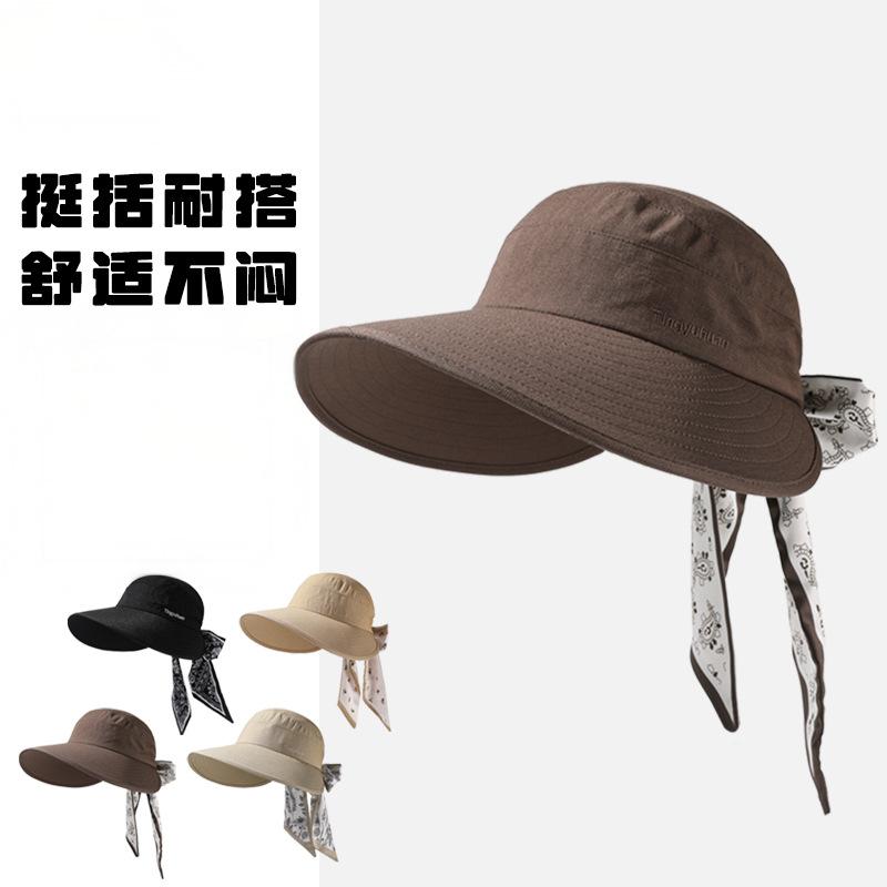 夏季加大沿可折叠鸭舌渔夫帽子女士防晒遮阳帽帽夏季防晒可折叠