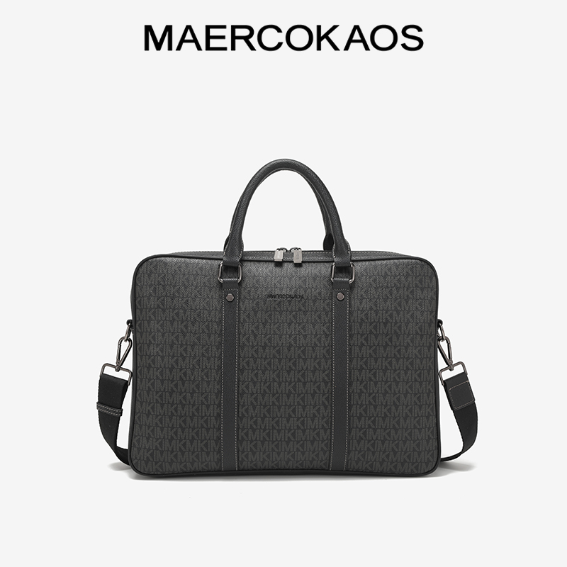 MAERCO KAOS(中国MK) 玛尔凯思老花料配牛皮男单肩包系列黑色百搭9363-A