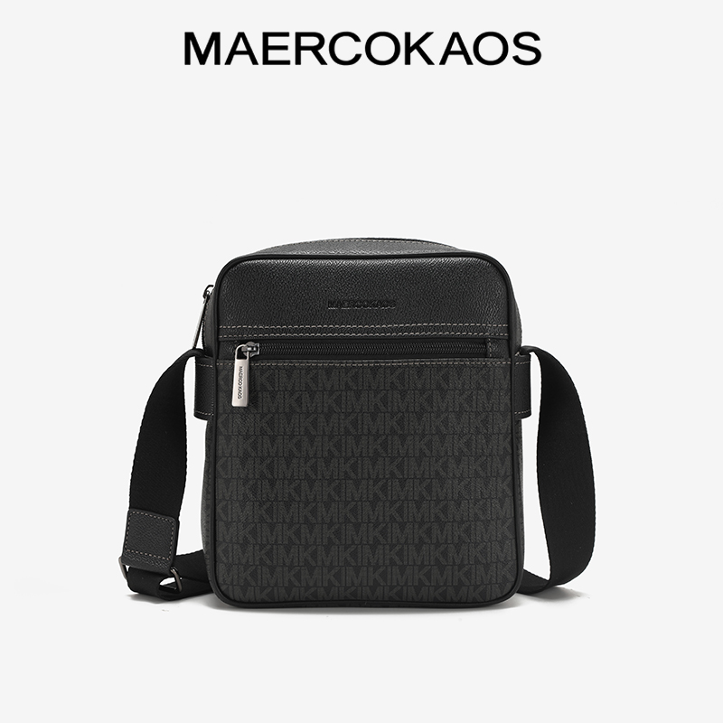 MAERCO KAOS(中国MK) 玛尔凯思老花料配牛皮男单肩包系列黑色百搭9356-A