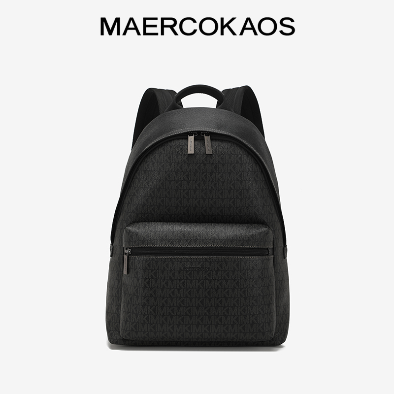 MAERCO KAOS(中国MK) 玛尔凯思老花料配牛皮双肩包系列黑色百搭9365-A