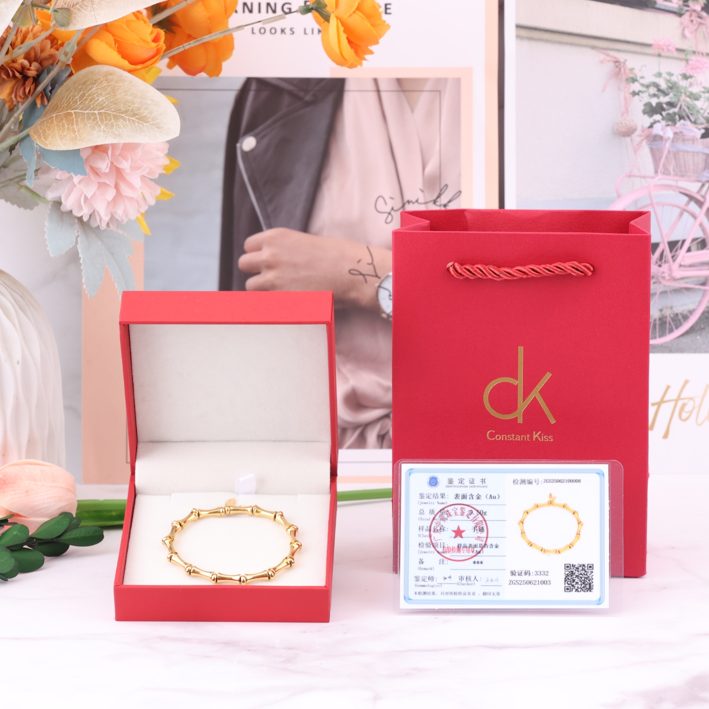 CK新品首饰系列手链《竹叶链》以金为骨摹竹节清姿