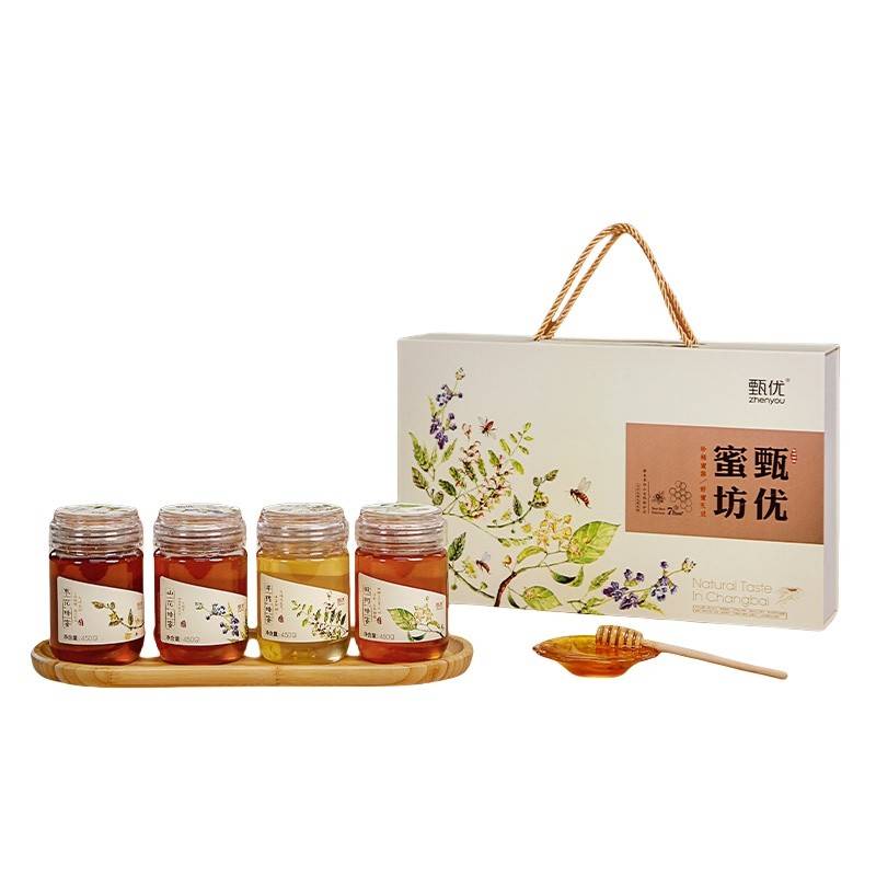 甄优 蜜坊礼盒B（洋槐蜜+枣花蜜+椴树蜜+山花蜜）450g×4瓶