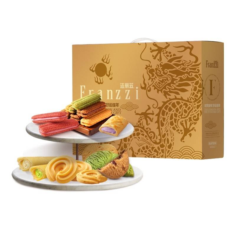 法丽兹黄油夹心曲奇派多口味零食大礼包整箱 龙凤呈祥（金）1095g