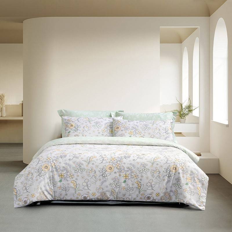 水星家纺 全棉抗菌四件套DH如花在野 1.5米床（被套:200cm×230cm）