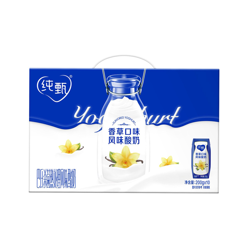 蒙牛纯甄巴氏杀菌热处理香草味风味酸牛乳利乐钻200g*10包