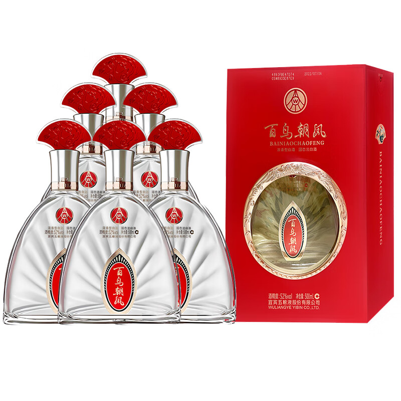 五粮液 百鸟朝凤中国红500ml 浓香型白酒52度纯粮食酒礼盒白酒节日送礼 多规格