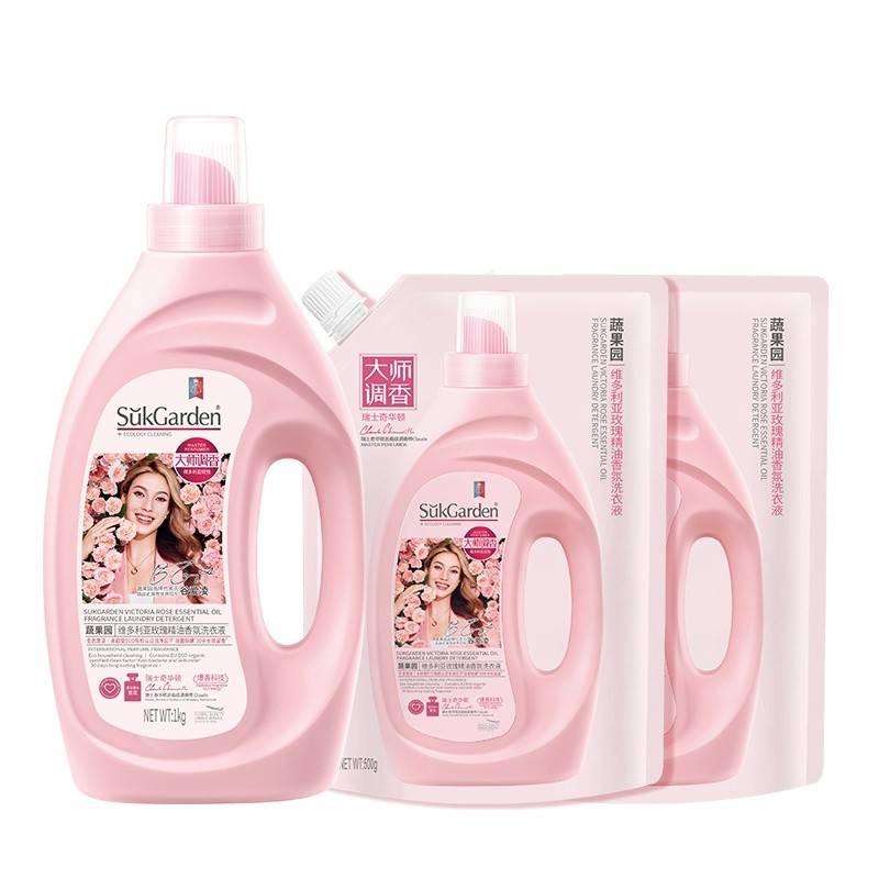 蔬果园维多利亚玫瑰精油香氛洗衣液-1kg*1瓶+500g*2袋【按控价销售】